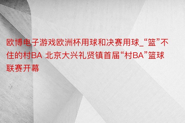 欧博电子游戏欧洲杯用球和决赛用球_“篮”不住的村BA 北京大兴礼贤镇首届“村BA”篮球联赛开幕